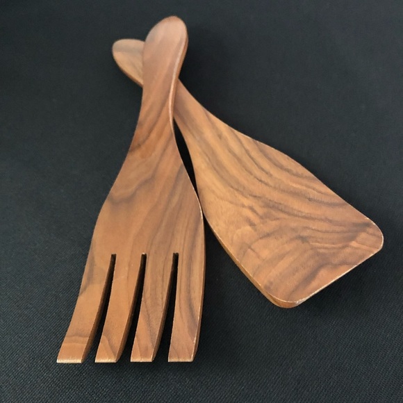 Wooden Salad Fork and Spoon Set - Picture 2 of 7